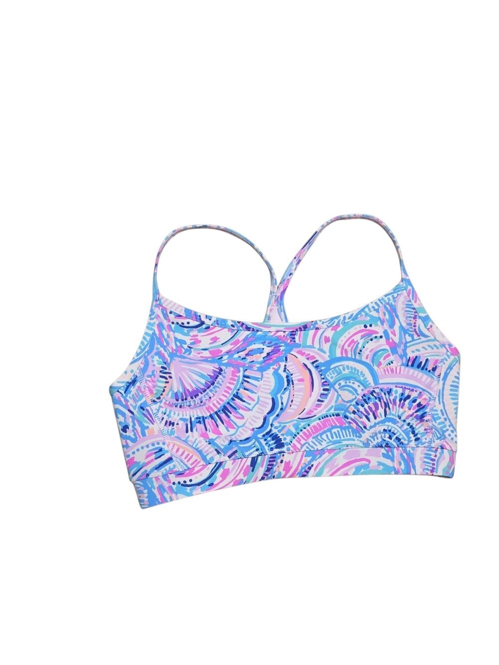 Lilly Pulitzer Luxletic Sports Bra M Blue Pink Purple Swirl Racerback NWOT